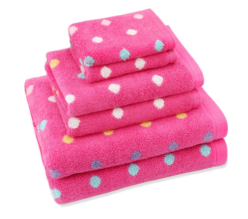 ORIGINAL KIDS 6 Piece Towel Set - Bath Time Sugar & Spice - 2 Towels, 2 Hand Towels, 2 Washcloths - 100% Cotton Jacquard Soft Absorbent Pool Beach Towel Gift - Pink Multicolor - Image 1
